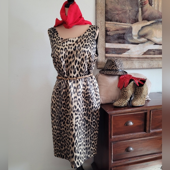 Kasper 14 Sheath leopard poly back zipper - Picture 4 of 6